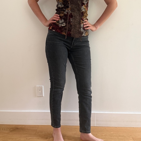 EVERLANE HIGH RISE SKINNY JEANS WASHED Black Denim -28 - Picture 3 of 17